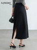 【浣熊绒羊毛针织】阿菁娜秋季新款高支羊毛直筒半裙松紧腰H型剪裁法式慵懒显瘦百搭F30D213002 商品缩略图6