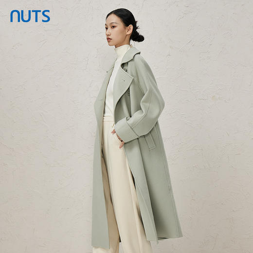 NUTS商场同款秋冬季高级感气质双面毛呢长款大衣外套女341152045 商品图2