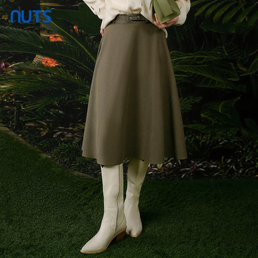 NUTS春秋季新款高级感气质高腰显瘦A字中长款连衣裙女411061177 商品图3