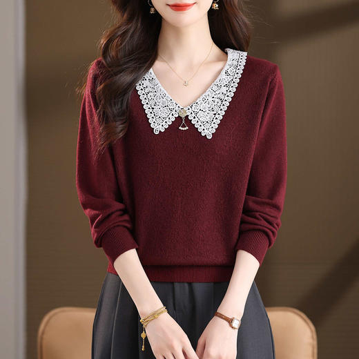 好看的早秋穿搭针织衫上衣，洋气娃娃领减龄打底毛衣CC-BSM-8802 商品图3