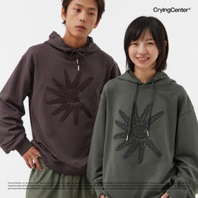 CryingCenter 太阳C褐色深灰色毛巾绣戴帽情侣毛圈卫衣 哭喊中心