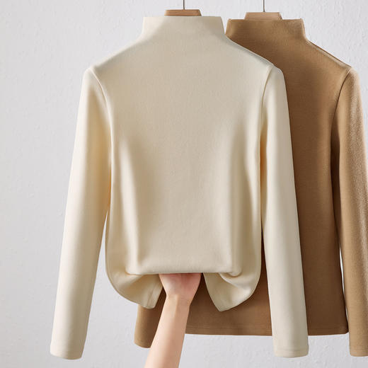 「自j」全新升级【铂金会员119/天猫159/差价40】(53906)洛诗琳新款加绒打底衫2025秋冬半高领加厚天丝绒长袖T恤女 商品图2