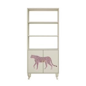 喜梦宝展示架松木实木多层免漆饰面粉红豹系列家居收纳