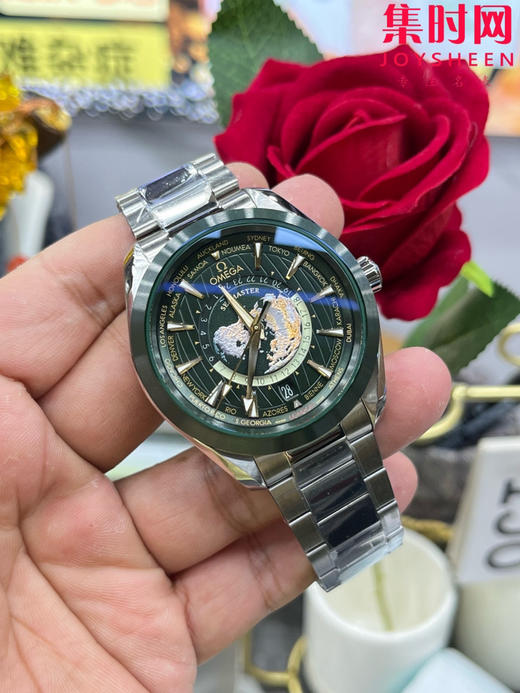 VS欧米茄新款海马世界时系列 VS海马世界时墨绿 绿海马 海马世界时绿色款 男士腕表 表径43mm 商品图8