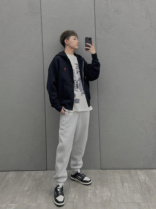 【开放日忙 秒杀价已调 直接拍】返场 AMI 红色爱心 刺绣棉质 拉链连帽卫衣外套 商品图12