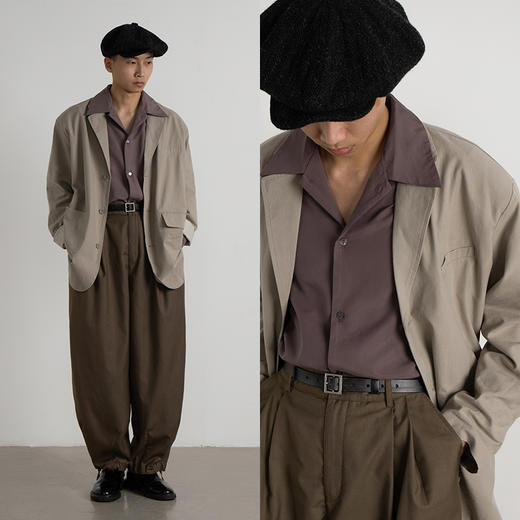 CryingCenter 香根草灰绿日系雾棉感不对称口袋宽松西装 哭喊中心 商品图1