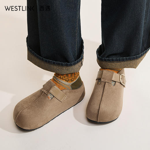 西遇一脚蹬勃肯鞋半拖女新款秋季懒人包头拖鞋增高厚底吐司鞋K0057160（单里）/K0057211（绒里） 商品图4