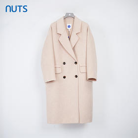 NUTS商场同款秋冬时尚简约宽松休闲纯色手工呢料长外套女348153313