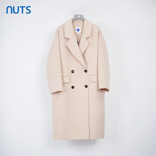 NUTS商场同款秋冬时尚简约宽松休闲纯色手工呢料长外套女348153313 商品图0