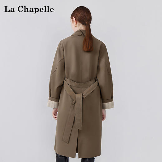 会员福利【莱赛尔+棉】拉夏贝尔/La Chapelle极简高级翻领风衣早秋韩版休闲宽松廓形大衣中长款 商品图3
