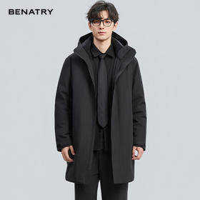 贝纳川冬季新品长款带帽鹅绒服ECF405255402