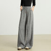【10/15新品】熙世界【松弛过冬裤】灰色加绒阔腿裤女秋冬加厚休闲运动风休闲裤 商品缩略图4