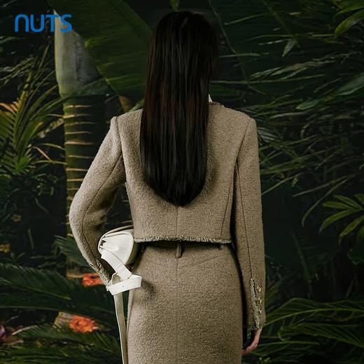 NUTS春秋季新款小香风气质直筒显瘦圆领短款外套女411041443 商品图4