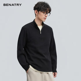 贝纳川冬季新品半拉链套头立领毛衣ECF416001