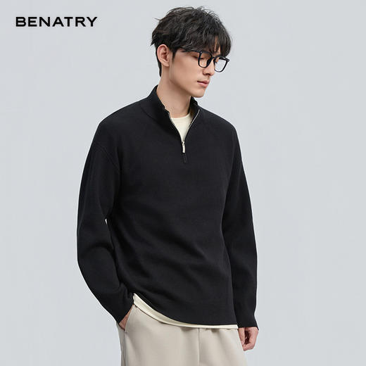 贝纳川冬季新品半拉链套头立领毛衣ECF416001 商品图0