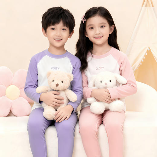 69元2套【轻梵 男女童保暖套装】双面磨毛A类标准 100-160码秋衣秋裤 无骨套装加绒 男女童保暖内衣 中大童打底衫！ ZXT 商品图6