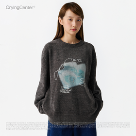 CryingCenter 冲浪照片水洗质感雪尼尔毛衣 哭喊中心