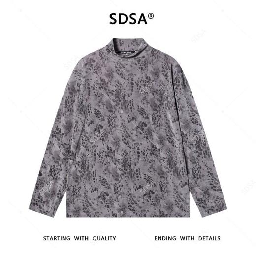 T4899SDSA男士秋冬新款痞帅男装潮牌简约撞色豹纹半高领长袖T恤休闲潮 商品图1