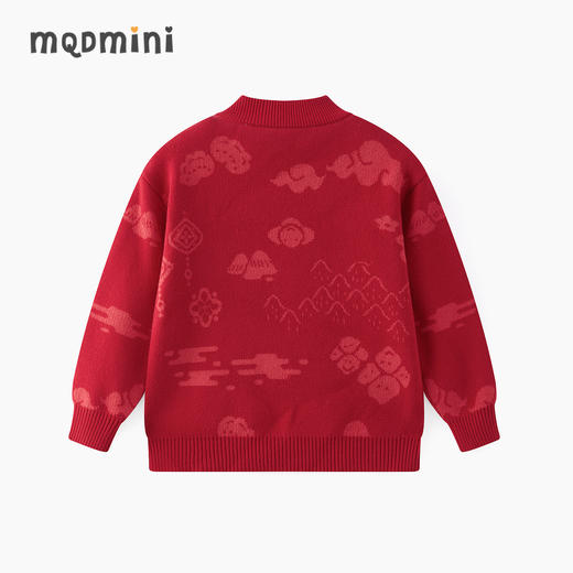【MQD】童装儿童红色毛衣冬装新款女童半高领针织衫国风针 商品图1
