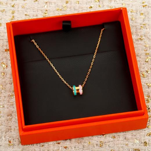 TB134-爱马仕 拼色设计 漆艺金属项链 （XK*MM）-10.14直播款 商品图0