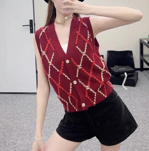 GY08-香奈儿 早秋新款 立体几何菱格嵌花针织马甲上衣（LS*MM）-10.14直播款 商品图6