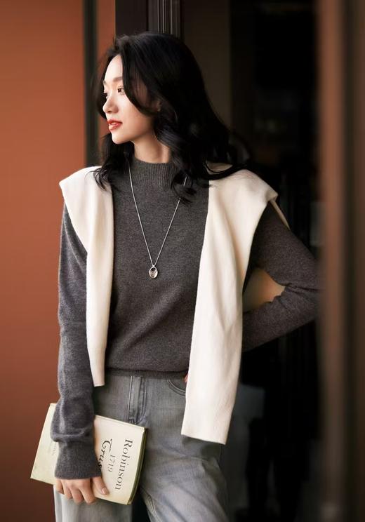 100%澳洲羊毛小禾无缝一体半高领羊毛衫 商品图3