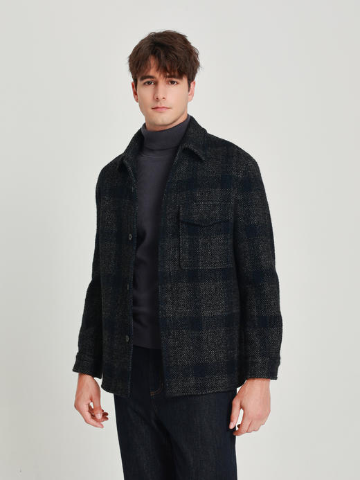 callisto星空蓝绵羊毛混纺衬衫款外套 商品图3