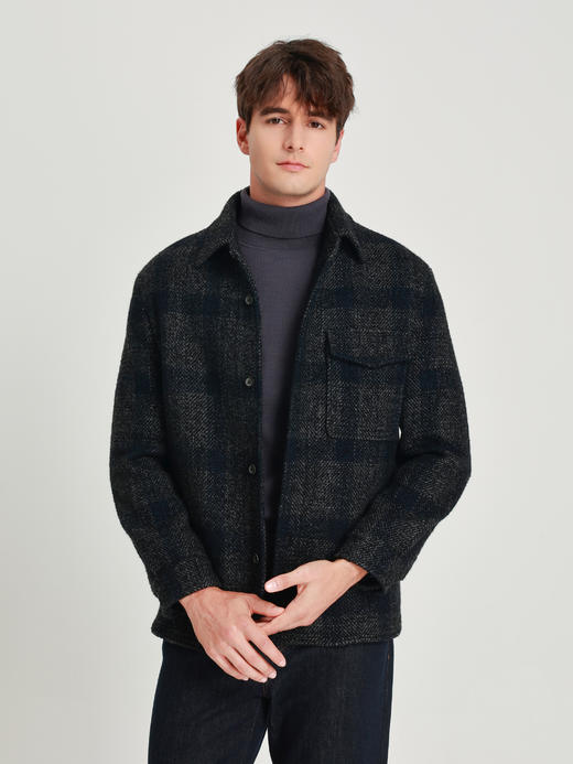 callisto星空蓝绵羊毛混纺衬衫款外套 商品图2