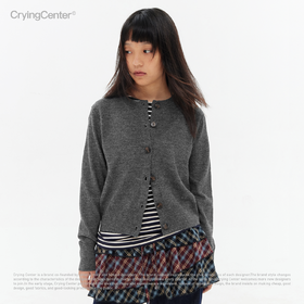 CryingCenter 深花灰圆领开衫毛衣 哭喊中心