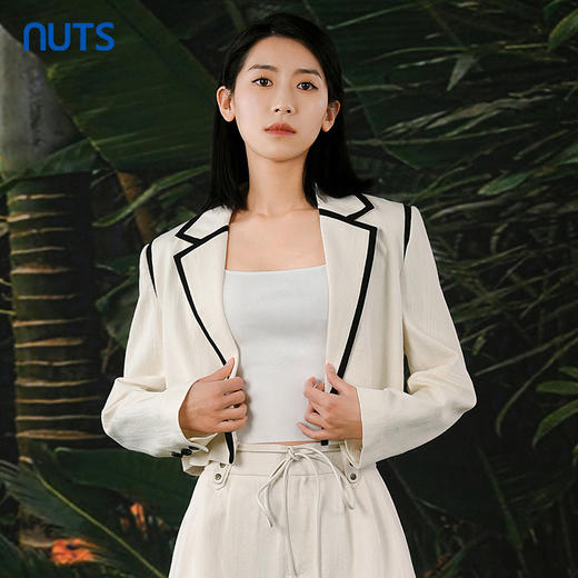 NUTS春秋季新款撞色气质直筒显瘦直筒短款西装外套女412042337 商品图3