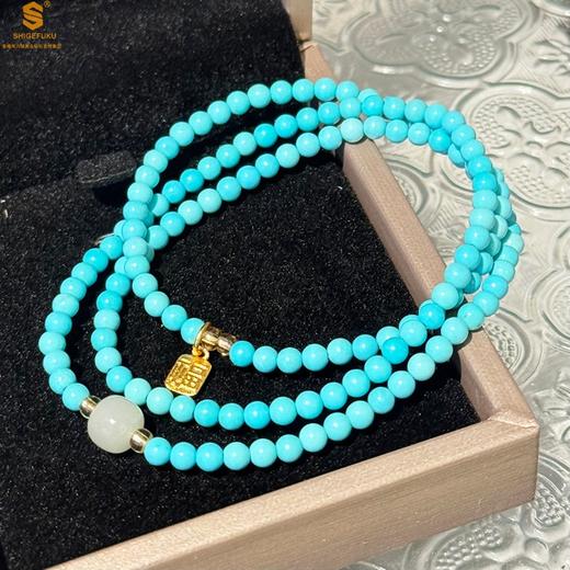 【品牌授权】【香港周六福】黄金钻石首饰 平安纳福夺目吸睛天然绿松石手串 商品图1