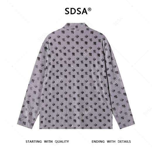 T4886SDSA秋冬新款痞帅男装韩版潮牌撞色满印四叶草半高领长袖T恤百搭 商品图5