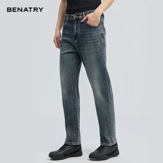 贝纳川新品复古色小直筒牛仔长裤 商品图3