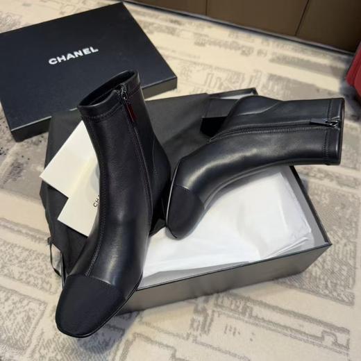 香奶奶 经典款裸靴 拼接粗跟弹力靴（DBG） 商品图3