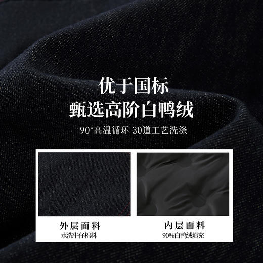 【年货节】熙世界复古港风白鸭绒牛仔羽绒服女2025秋冬新款撞色翻领保暖外套 商品图3