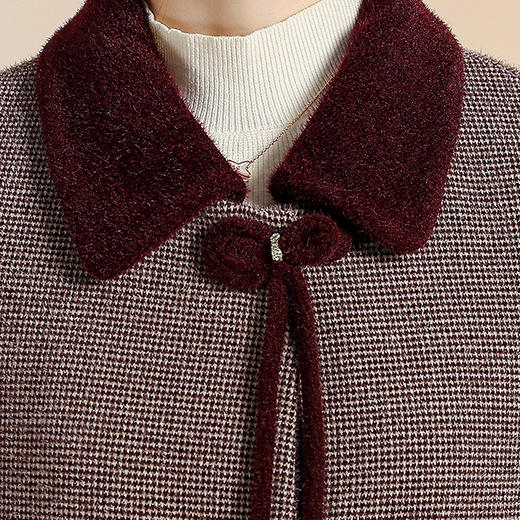 QYM CS25D77-Y优雅风仿貂绒外宽松厚款保暖毛呢休闲上衣 商品图3