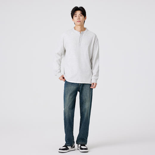 gxgjeans男装 男士长袖T恤25秋款内搭外穿纯色舒适简约校园通勤青少年打底衫K&C 商品图3