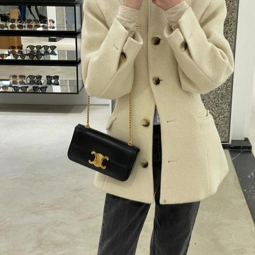 GZ253-CELINE赛琳 赛琳 Triomphe 凯旋门金色锁扣链条肩带 亮泽牛皮革 腋下包手提包单肩包 女款 黑色（DD*MM） 商品图1