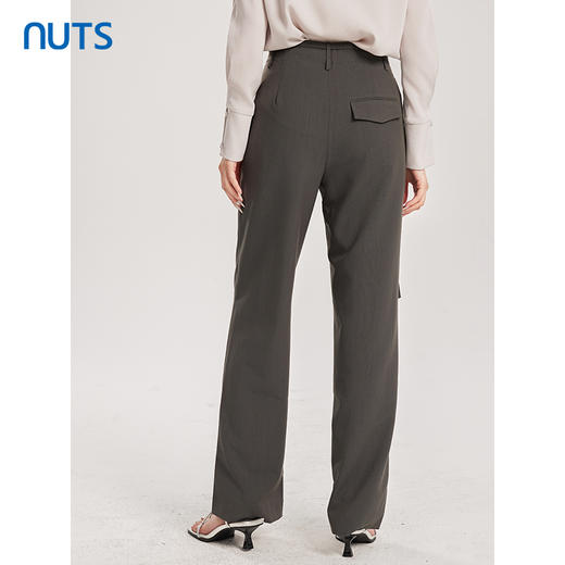 NUTS商场同款春秋季纯色时尚通勤高腰直筒显瘦休闲长裤女413072322 商品图4