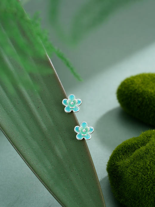 子佩集【静待花开】S990银耳钉【MXED012】花丝珐琅彩2510 商品图0