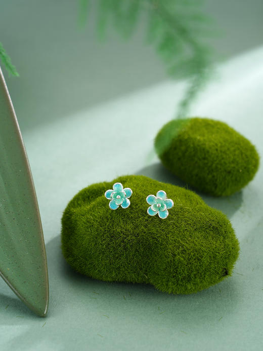 子佩集【静待花开】S990银耳钉【MXED012】花丝珐琅彩2510 商品图4