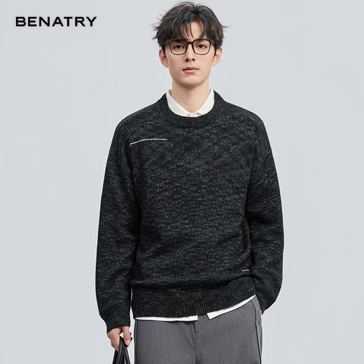 贝纳川冬季新品双纱圆领套头毛衣ECF416002 商品图4