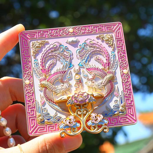 新款凤栖祥云随身镜金属故宫礼物女生手柄镜子国潮古风手持镜随身 商品图3