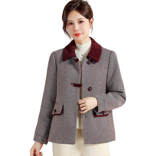 QYM CS25D67-Y毛呢外套宽松加厚保暖仿貂绒休闲外套 商品图4