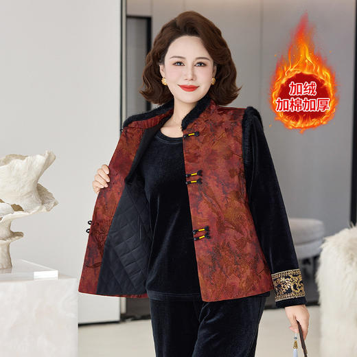 FW 8551新中式妈妈金丝绒加绒加厚套装 商品图3