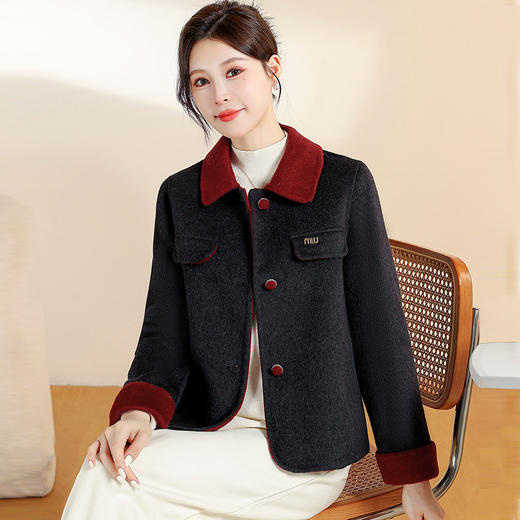 QYM CS25Y113-Y双面毛呢外套气质厚款小香风呢上衣 商品图0
