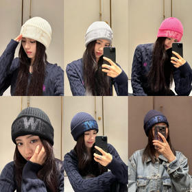 1014-9 排他性独家圆正 lew撞色字母 翻遍冷帽 纯羊毛保暖帽