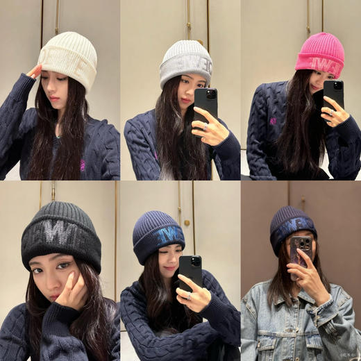 1014-9 排他性独家圆正 lew撞色字母 翻遍冷帽 纯羊毛保暖帽 商品图0