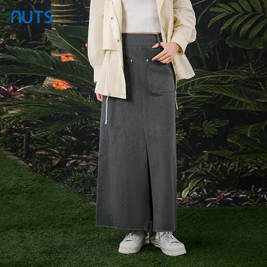 NUTS春秋季新款复古气质高腰显瘦直筒宽松长款半身裙413062338 商品图3