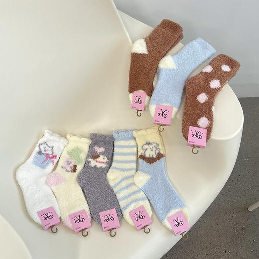 冬暖居家绒趣卡通百搭中筒女袜-纪念日百货门店同款165844228 商品图1